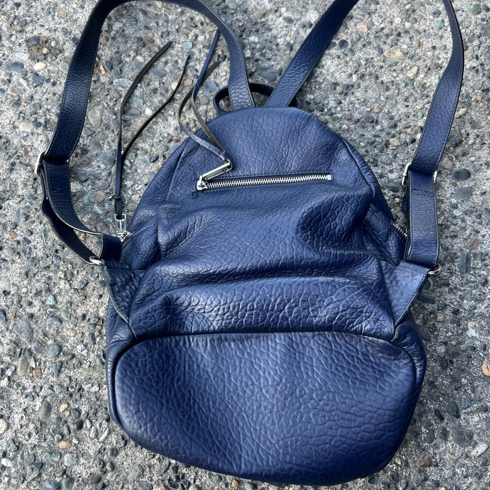 EBECCAMINKOFF Blue Minimalist Backpack with Textured Finish